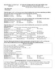 English Worksheet: Đề minh hoạ 01 Tốt nghiệp THPT 2025 - Tiếng Anh 