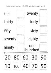 number 10 to 100
