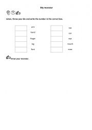 English Worksheet: My monster