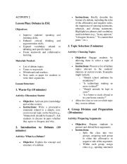 English Worksheet: Debates
