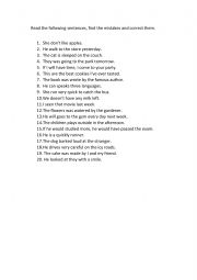 English Worksheet: Find the mistakes and correct them