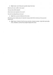 English Worksheet: Task after watching a movie
