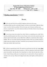 English Worksheet: End of term test 3 8th form Regional 