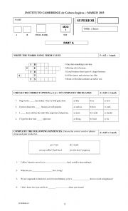 English Worksheet: Superior exam 