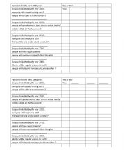 English Worksheet: Pediction for the next 1000 years