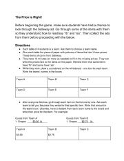 English Worksheet: The Price is Right