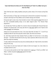 English Worksheet: Taylor Swift