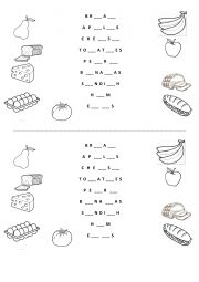 English Worksheet: food- matching 