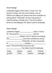 English Worksheet: Cloze passage One small island