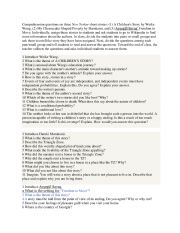 English Worksheet: Comprehension questions on three New Yorker short stories: (1) A Children�s Story by Weike Wang, (2) My Cheesecake-Shaped Poverty by Harukami, and (3) Ayşegl Savaş� Freedom to Move. 