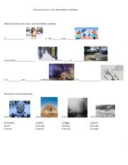 English Worksheet: weather conditions and verb to be worksheet