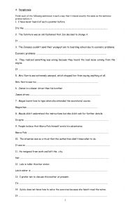 English Worksheet: PARAPHRASING