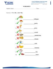 English Worksheet: I like & I don�t like & What do you like