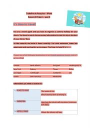 English Worksheet: Research Project -Planning a holiday trip