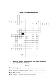 English Worksheet: Jobs & Occupations crossword