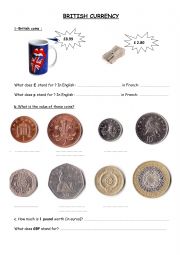 English Worksheet: British currency / Sterling Pound 