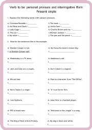 English Worksheet: Verb to be - interrogative
