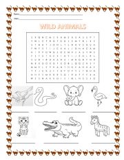 English Worksheet:  Wild animals- wordsearch