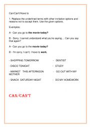 English Worksheet: Verb Can
