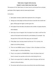 English Worksheet: Instructions Irregular Verbs Board Game