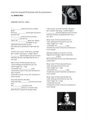 English Worksheet: Past simple with somebody I used to know song