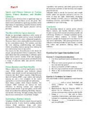 English Worksheet: Sports and Fitness: Interest in Various Sports, Fitness Routines, and Healthy Lifestyles