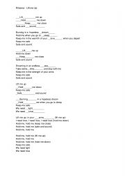 English Worksheet: Song Lyrics - Lift me Up by Rihanna