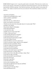 English Worksheet: ROBIN HOOD. Penguin Level 2. Questions on the story. 