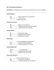 English Worksheet: Tense review A2-B1