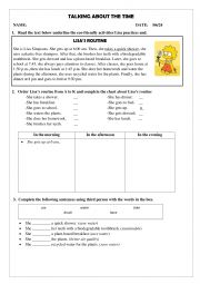 English Worksheet: LISA�S DAILY ROUTIN