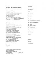 English Worksheet: Beyonce, If I were a boy, 2 conditional