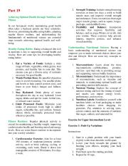 English Worksheet: Achieving Optimal Health through Nutrition and Fitness