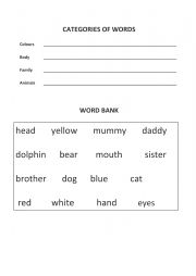 English Worksheet: Word Groups