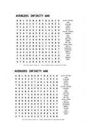 English Worksheet: Avengers - Wordsearch