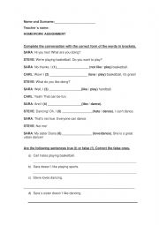 English Worksheet: Like - love - hate + gerund