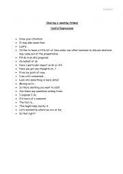 English Worksheet: Business Meetings - Helpful Vocabulary & Solving a problem Speaking