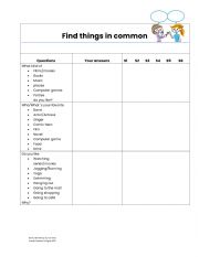 English Worksheet: Find things in common (favorite)