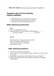 English Worksheet: After Life | Official Trailer worksheet