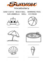 English Worksheet: Summer  beginner labeling