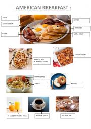 English Worksheet: BREAKFAST IN THE USA AND IN ENGLAND