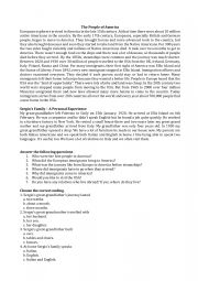 English Worksheet: The people of America