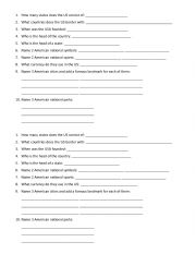 English Worksheet: THE USA basic facts test