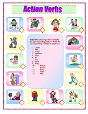 English Worksheet: Action verbs