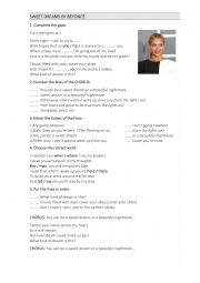 English Worksheet: Sweet dreams by Beyonc