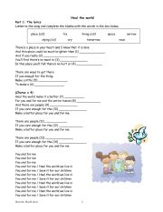 English Worksheet: Heal the world