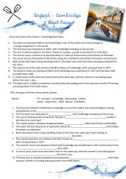 English Worksheet: The Boat Race Oxford-Cambridge - Special Days