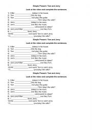 English Worksheet: Tom and Jerry Simple present
