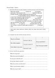 English Worksheet: Present Simple and daily routine