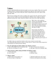 English Worksheet: Values