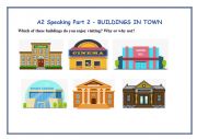 English Worksheet: A2 KEY Cambridge Speaking Exam Part 2 and 3 - BUILDINGS IN TOWN